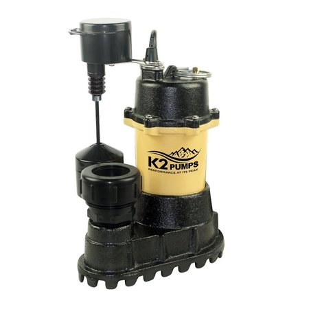 K2 PUMPS 1/2 HP Submersible Sump Pump with Quick Connect Fitting and Vertical Switch SPI05003VPK